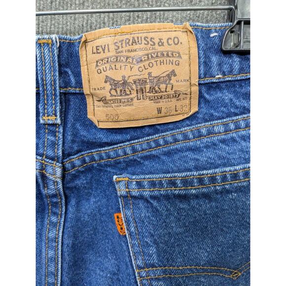 Vtg Levis 505 Jeans Mens 36x32 Orange Tab Regular Fit Straight Leg Denim 90s - Picture 8 of 12